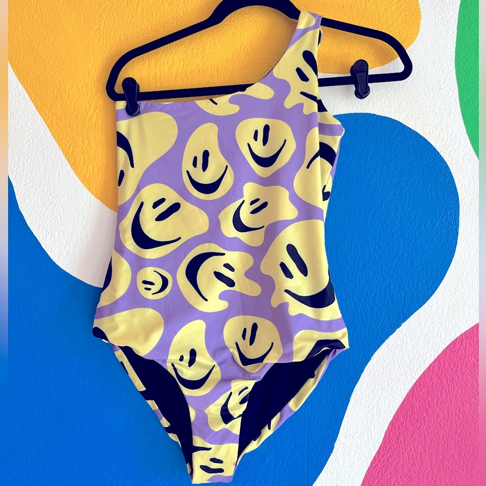 Lazy Oaf All Smiles one shoulder swimsuit